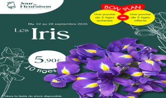 Offre spéciale sur les bouquets d'iris du 22 au 28.09.2026 !